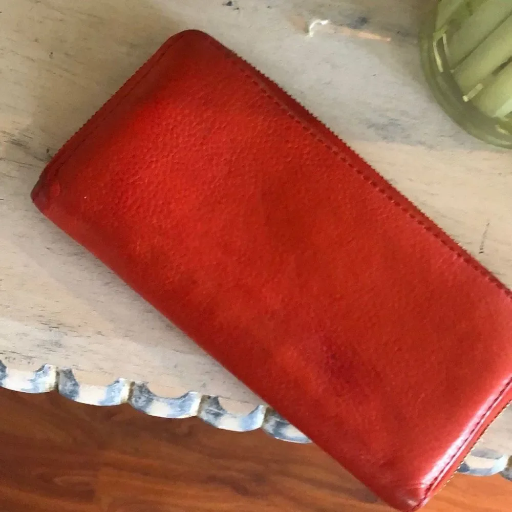 Michael Kors Red leather zip around wallet